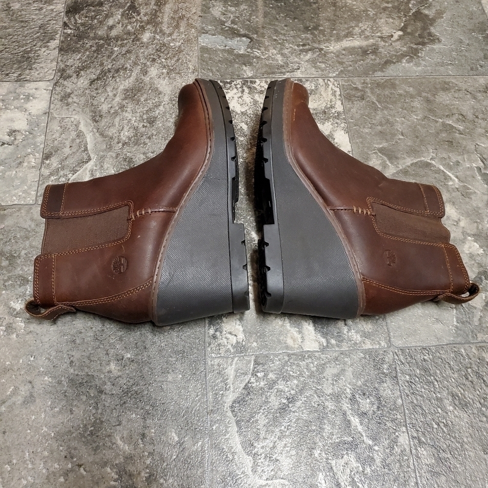Timberland Kellis Brown Nubuck Suede Leather Wedge Chelsea Ankle Boots‎ Booties - Picture 5 of 9